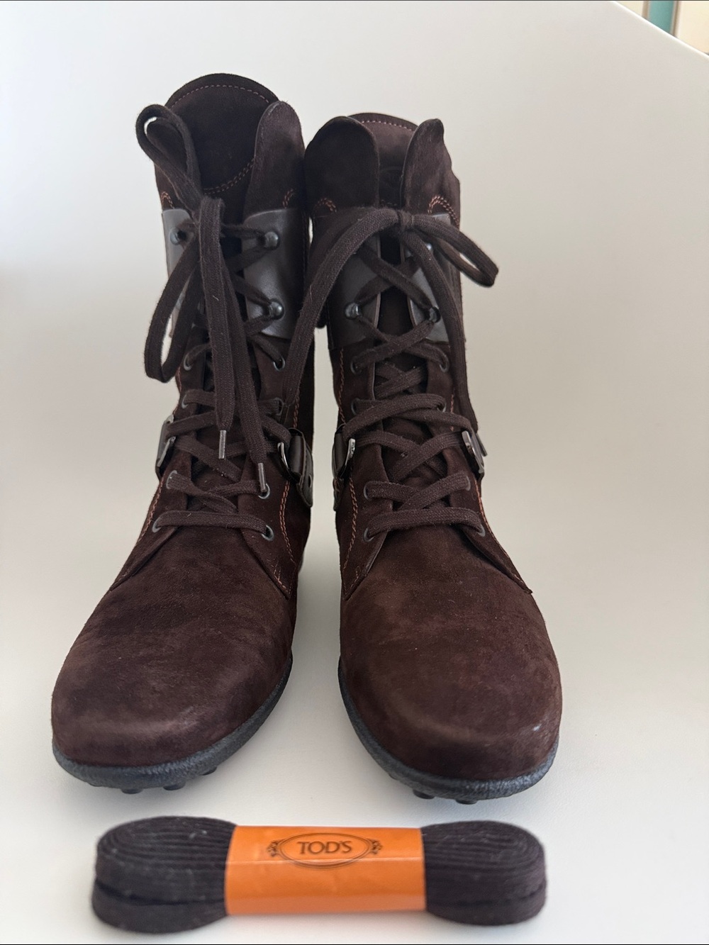 Tod's Women's Brown Suede Lace-Up Ankle Boots